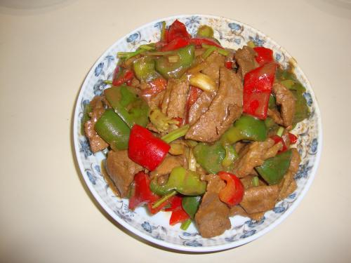 Beef with green peper