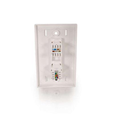 Cat5E RJ45 with Cat3 RJ12 Configured Wall Plate - White