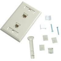 Cat5E RJ45 with Cat3 RJ12 Configured Wall Plate - Ivory