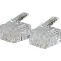 RJ11 6x4 Modular Plug for Round Solid Cable - 25pk