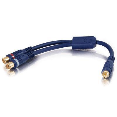 6in Velocity + trade, One RCA Mono Male to Two RCA Stereo Female Y-Cable