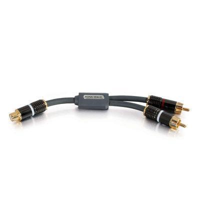 6in SonicWave + trade, One RCA Female to Two RCA Male Audio Y-Cable