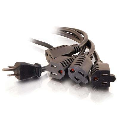 14in 16 AWG 1-to-4 Power Cord Splitter (1 NEMA 5-15P to 4 NEMA 5-15R)