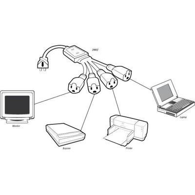 6ft 16 AWG 1-to-4 Power Cord Splitter (1 NEMA 5-15P to 4 NEMA 5-15R)