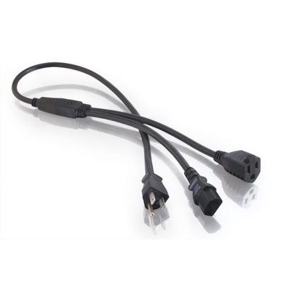 3ft 16 AWG 1-to-2 Power Cord Splitter (NEMA 5-15P to 1 NEMA 5-15R, 1 IEC320C13)