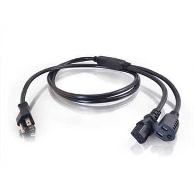 6ft 16 AWG 1-to-2 Power Cord Splitter (NEMA 5-15P to 1 NEMA 5-15R, 1 IEC320C13)
