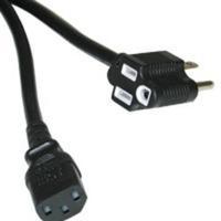 6ft 16 AWG Universal Power Cord with Extra Outlet