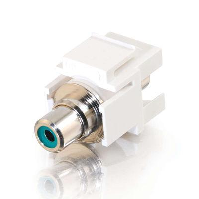 Snap-In Green RCA F/F Keystone Insert Module - White