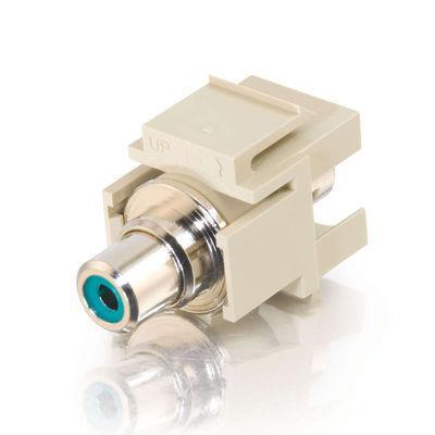 Snap-In Green RCA F/F Keystone Insert Module - Ivory