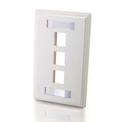 3-Port Single Gang Multimedia Keystone Wall Plate - White