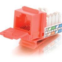90anddeg, Cat5E RJ45 UTP Keystone Jack - Red