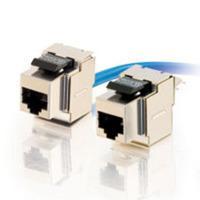 90anddeg, Cat5E RJ45 UTP Shielded Keystone Jack - Silver
