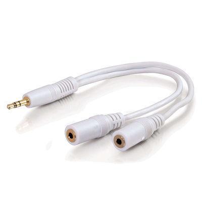 6in Value Series + trade, One 3.5mm Stereo Male to Two 3.5mm Female Stereo Y-Cable - iPodandreg White