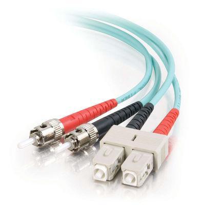 1m 10 Gb SC/ST Duplex 50/125 Multimode Fiber Patch Cable - Aqua