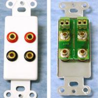 Decorative 2-Pair Low Profile Banana Jack Wall Plate Insert - White