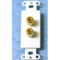 Decorative 1-Pair Speaker Wire Binding Posts Wall Plate Insert - White
