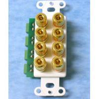 Decorative 4-Pair Speaker Wire Binding Posts Wall Plate Insert - White