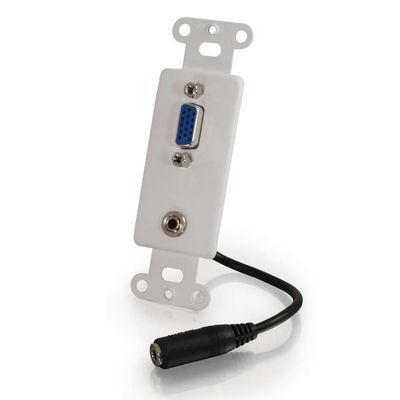Decorative HD15 VGA, 3.5mm Wall Plate Insert - White
