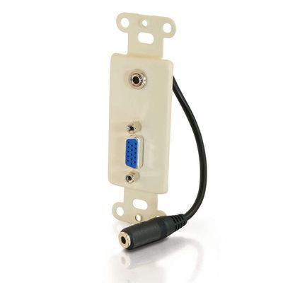 Decorative HD15 VGA, 3.5mm Wall Plate Insert - Ivory