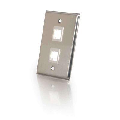 2-Port Single Gang Multimedia Keystone Wall Plate - Stainless Steel
