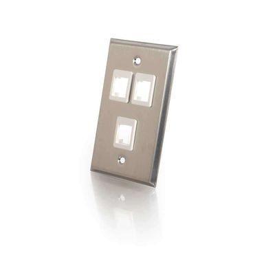 3-Port Single Gang Multimedia Keystone Wall Plate - Stainless Steel