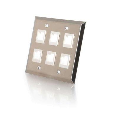 6-Port Double Gang Multimedia Keystone Wall Plate - Stainless Steel