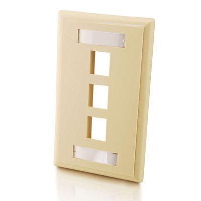 3-Port Single Gang Multimedia Keystone Wall Plate - Ivory