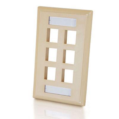 6-Port Single Gang Multimedia Keystone Wall Plate - Ivory