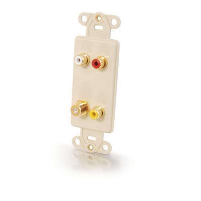 Decorative Gold Triple RCA/Single F-Type Multimedia Insert - Ivory