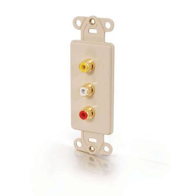 Decorative Gold Triple RCA Multimedia Insert - Ivory