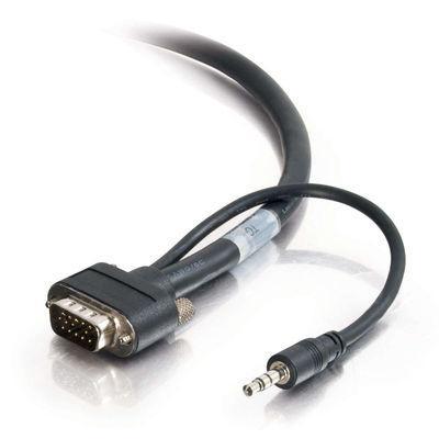15ft CMG-Rated HD15 SXGA, 3.5mm M/M Monitor Cable with Rounded Low Profile Connectors