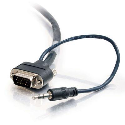 15ft Plenum-Rated HD15 SXGA, 3.5mm M/M Monitor Cable with Rounded Low Profile Connectors