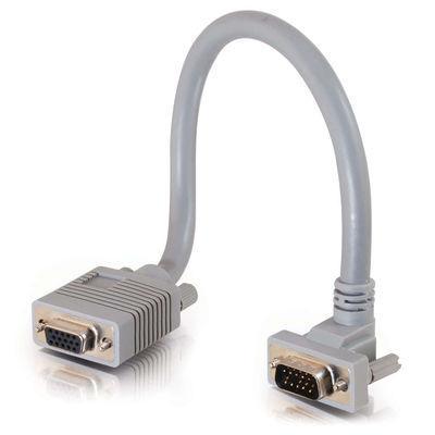 1ft Premium Shielded HD15 SXGA M/F Monitor Extension Cable with 90anddeg, Downward-Angled Male Connector